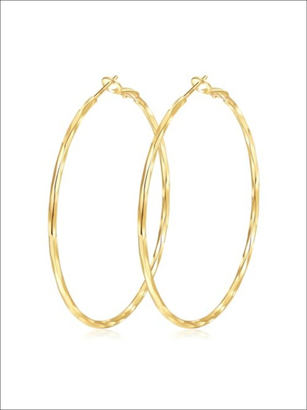 Diamond-Cut Gold Hoop Earrings 14K Gold Plated Sterling Silver Post